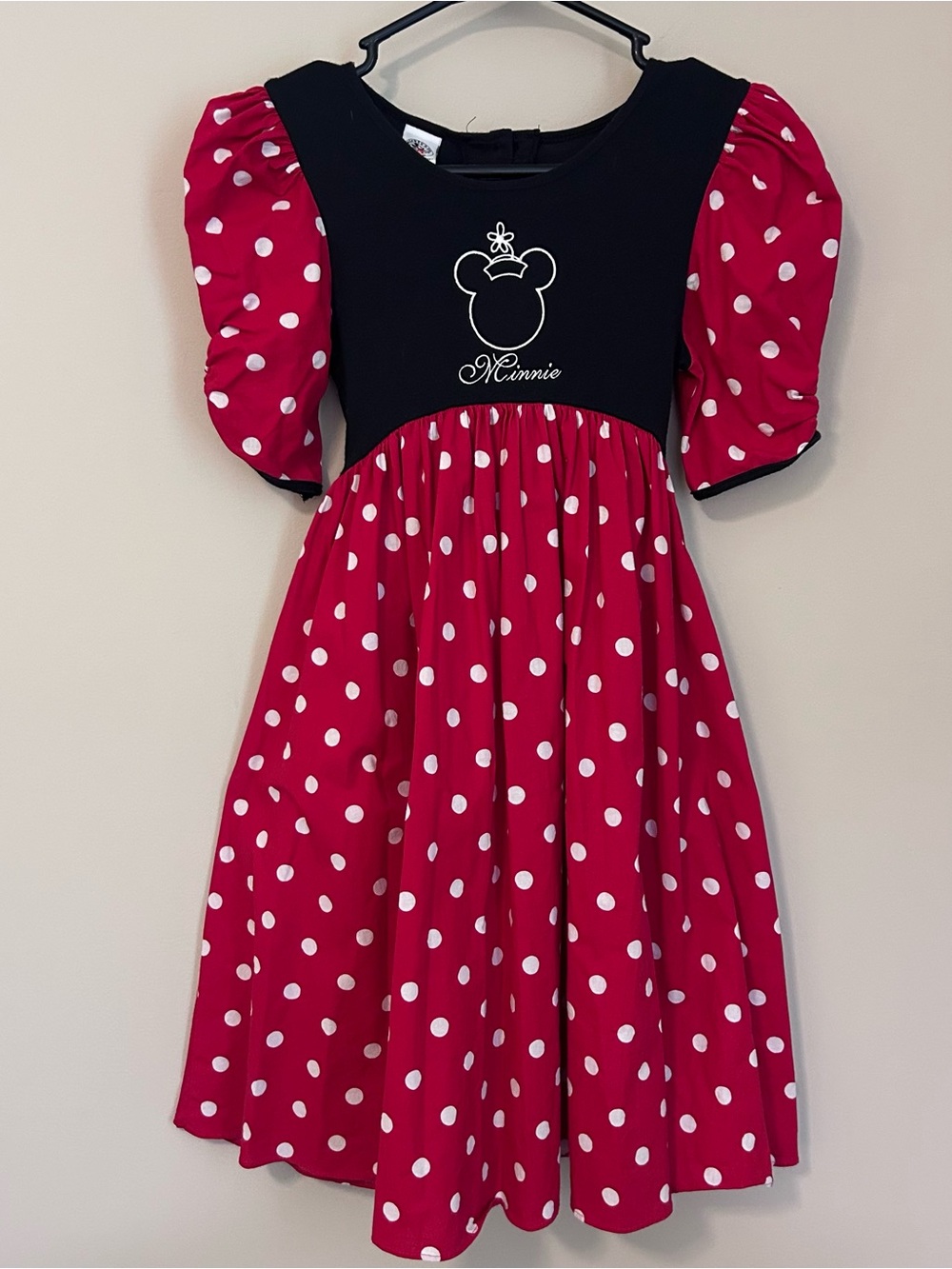 Vintage Disney World Minnie Mouse Polka Dot Dress Costume Girls 10 Red Frilly